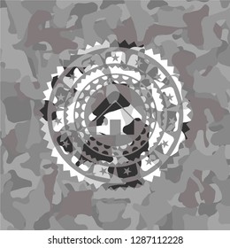 home icon on grey camouflage pattern