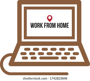 home icon on laptop computer on white background. work at home
