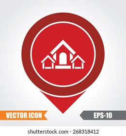 Home Icon On Map Pointer. Eps.-10.