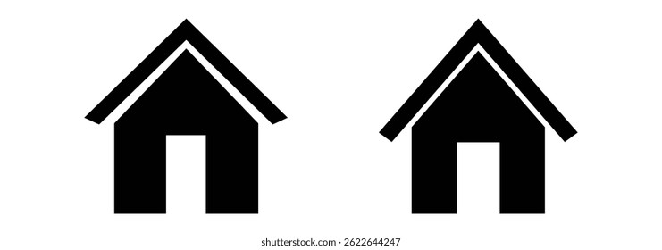 
Zu Hause. Symbol auf rotem Hintergrund mit Schatten