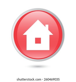 home icon on  red glossy button