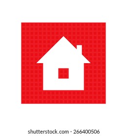 home icon on  red square button.