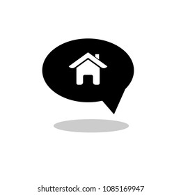 home icon on speech bubble, vector illustration
