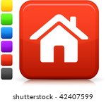 home icon on square internet button  Six color options included.