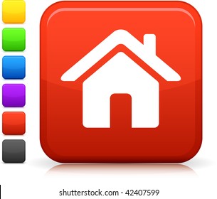 home icon on square internet button  Six color options included.