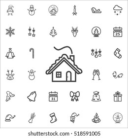 Home icon on the white background. New Year set of icons. Christmas holidays