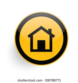 Home icon on yellow button background,clean vector