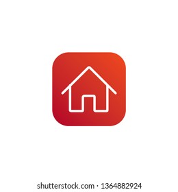 Home icon with orange and red background 