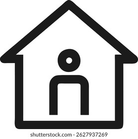 Home icon, outline silhouette house symbol with roof and door, simple real estate or interface design for website or app, EPS10 vector graphic