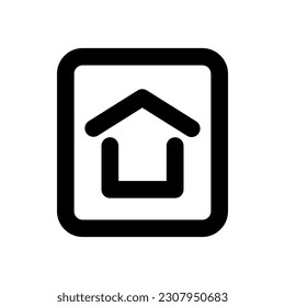 home icon, outline style, editable vector