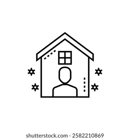 Home Icon with Person in quarantine Vector Illustration