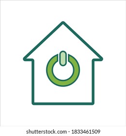 icono de inicio. icono de inicio con botón de encendido. concepto de icono del hogar para diseño móvil y web, elemento de diseño. ilustración del logotipo del icono de inicio. 