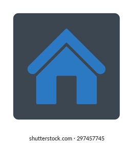 Home icon from Primitive Buttons OverColor Set. This rounded square flat button is drawn with smooth blue colors on a white background.