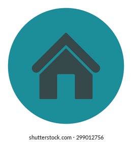 Home icon from Primitive Round Buttons OverColor Set. This round flat button is drawn with soft blue colors on a white background.