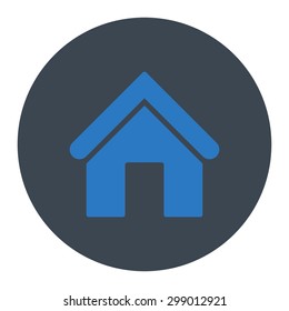 Home icon from Primitive Round Buttons OverColor Set. This round flat button is drawn with smooth blue colors on a white background.
