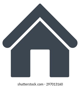 Home icon from Primitive Set. This isolated flat symbol is drawn with smooth blue color on a white background, angles are rounded.