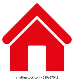 Home icon from Primitive Set. This isolated flat symbol is drawn with red color on a white background, angles are rounded.