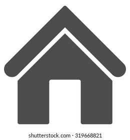 Home icon from Primitive Set. This isolated flat symbol is drawn with gray color on a white background, angles are rounded.