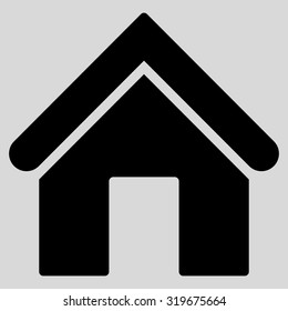 Home icon from Primitive Set. This isolated flat symbol is drawn with black color on a light gray background, angles are rounded.