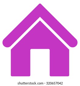 Home icon from Primitive Set. This isolated flat symbol is drawn with violet color on a white background, angles are rounded.