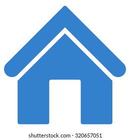Home icon from Primitive Set. This isolated flat symbol is drawn with cobalt color on a white background, angles are rounded.