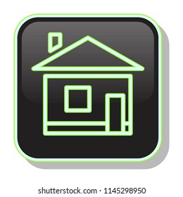 Home Icon. Private House concept. Editable stroke flat icons. Simple thin line art logo. Neon web app button. Vector illustration. 