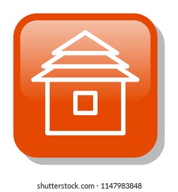 Home Icon. Private House concept. Editable stroke flat icons. Simple thin line art logo. Colorful web app button. Vector illustration. 