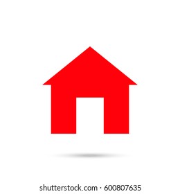Home icon. Red icon and gray shadow