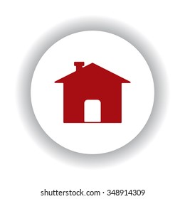 Home. icon, red isolated white background