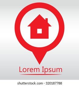 home icon, red map pin icon. eps 10.