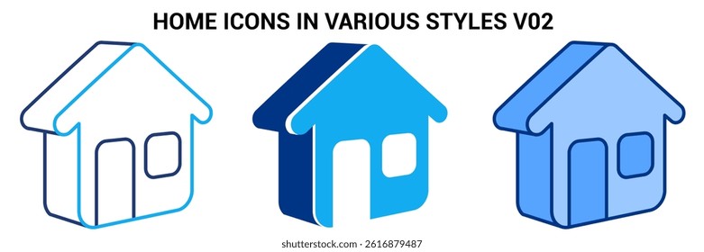 Home icon represented by Simple Home icon Blue, Dualline, Dualtone style.