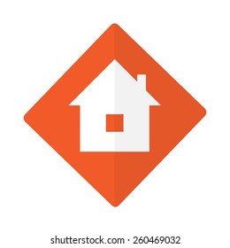 home icon. Rounded square buttons. Orange flat icon.