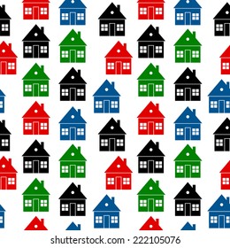 Home icon seamless pattern on white. Vector illustration.