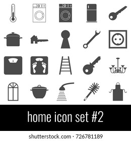 Home. Icon set 2. Gray icons on white background.