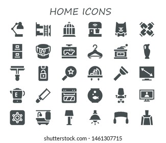 home icon set. 30 filled home icons.  Simple modern icons about  - Desk lamp, Bunk bed, Bird cage, Mixer, Cat, United, Filing cabinet, Paint bucket, Television, Hanger, Grinder