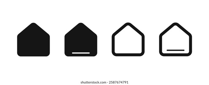 home icon set black fill and stroke line vector illustration house UI UX design