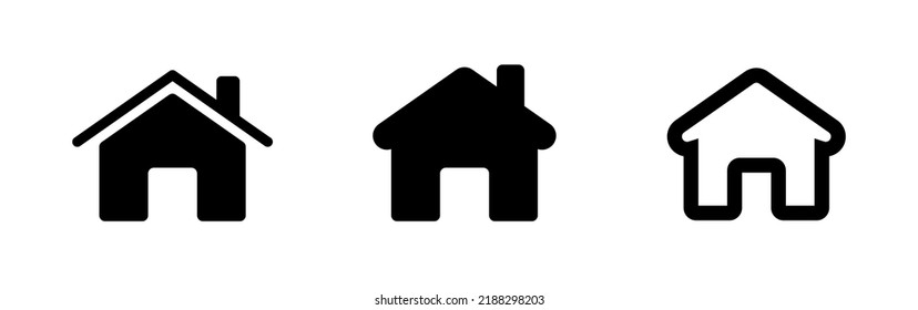 Home Icon. Set Of Black Icons Isolated On White Background. Vector Clipart.