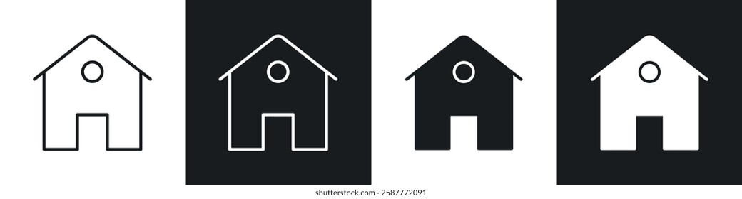 Home icon set black and white colors. Graphic Vector icons pack