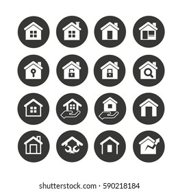 home icon set in circle buttons