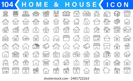 Home icon set. Containing house, property, loan, town, landlord, insurance, location, mortgage, for sale and more. Solid vector icons collection.