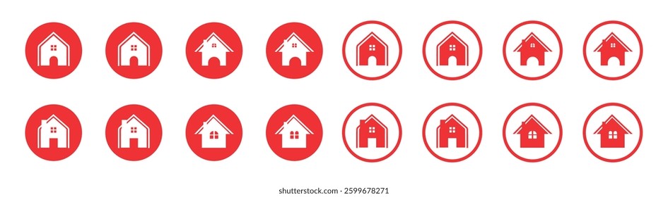 Home icon set. Containing house, property, loan, town, landlord. Home Icons. Solid vector icons collection.