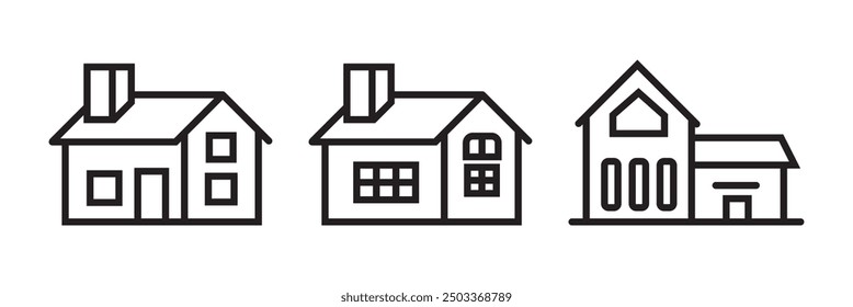 Home Icon Set. Contains such Icons as House, Property, Church, Garage, Smart Home and more. Expanded Stroke
