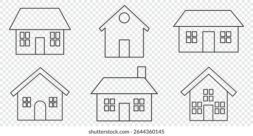 Home Icon Set. Contains such Icons as House, Property, Church, Garage, Smart Home and more. House vector icon set. Set of home icon, Thin outline shape of house vector. Simple collection of home icon.