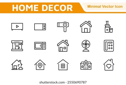 Conjunto de iconos de inicio. Una colección acogedora y acogedora de íconos que encarnan el confort y el estilo de vida, perfecta para realzar a los App inmobiliarios, proyectos de mejoras para el hogar y Sitios web.