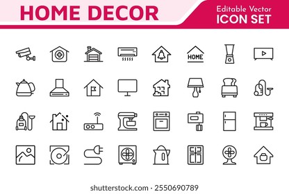 Conjunto de iconos de inicio. Una colección acogedora y acogedora de íconos que encarnan el confort y el estilo de vida, perfecta para realzar a los App inmobiliarios, proyectos de mejoras para el hogar y Sitios web.