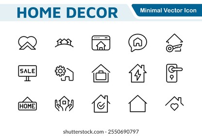 Conjunto de iconos de inicio. Una colección acogedora y acogedora de íconos que encarnan el confort y el estilo de vida, perfecta para realzar a los App inmobiliarios, proyectos de mejoras para el hogar y Sitios web.