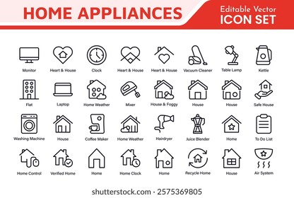 Home Icon Set. A cozy and inviting collection of icons that embody comfort and lifestyle, perfect for enhancing real estate apps, home improvement projects, and websites.