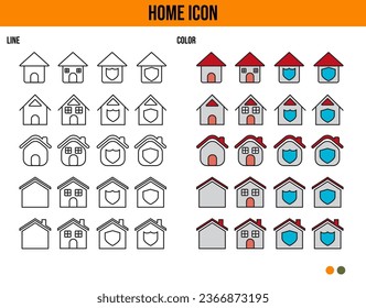 home icon set design with simple style