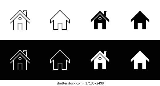Home-Symbol-Set. Flaches Design-Symbol-Sammlung einzeln auf schwarz-weißem Hintergrund. 