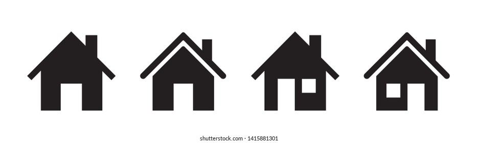 Home icon set. Flat style - stock vector.